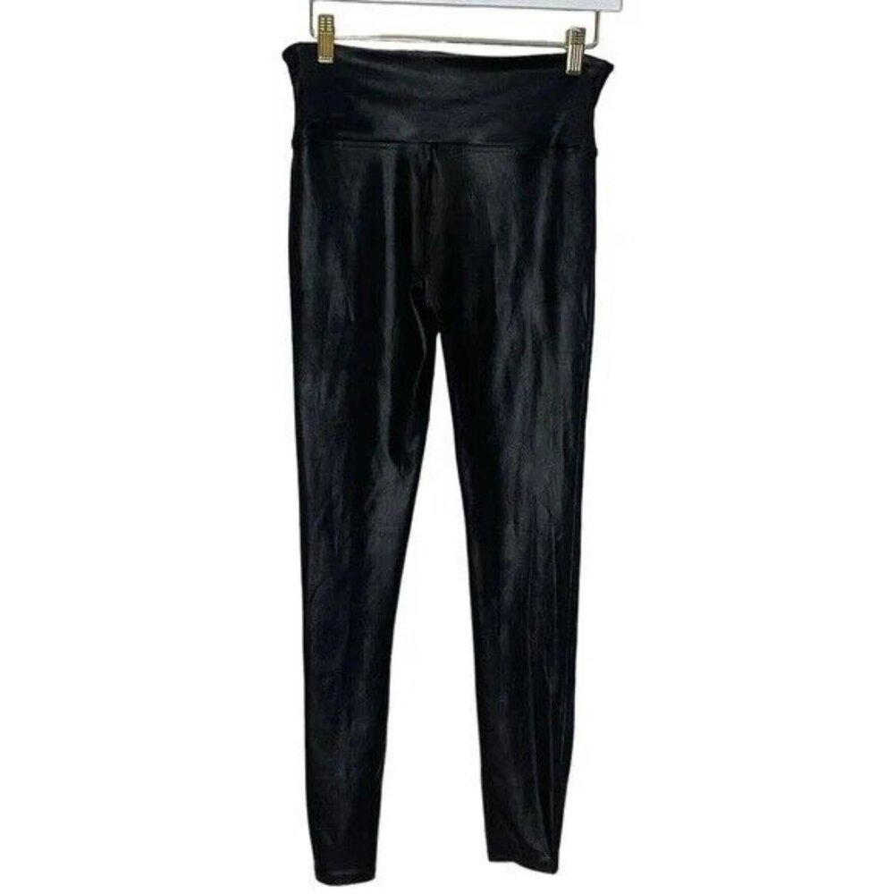SPANX BLACK Faux Leather Leggings Size 1X